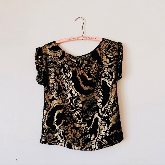 Alice + Olivia Gold Velvet Top - Picture 2 of 6